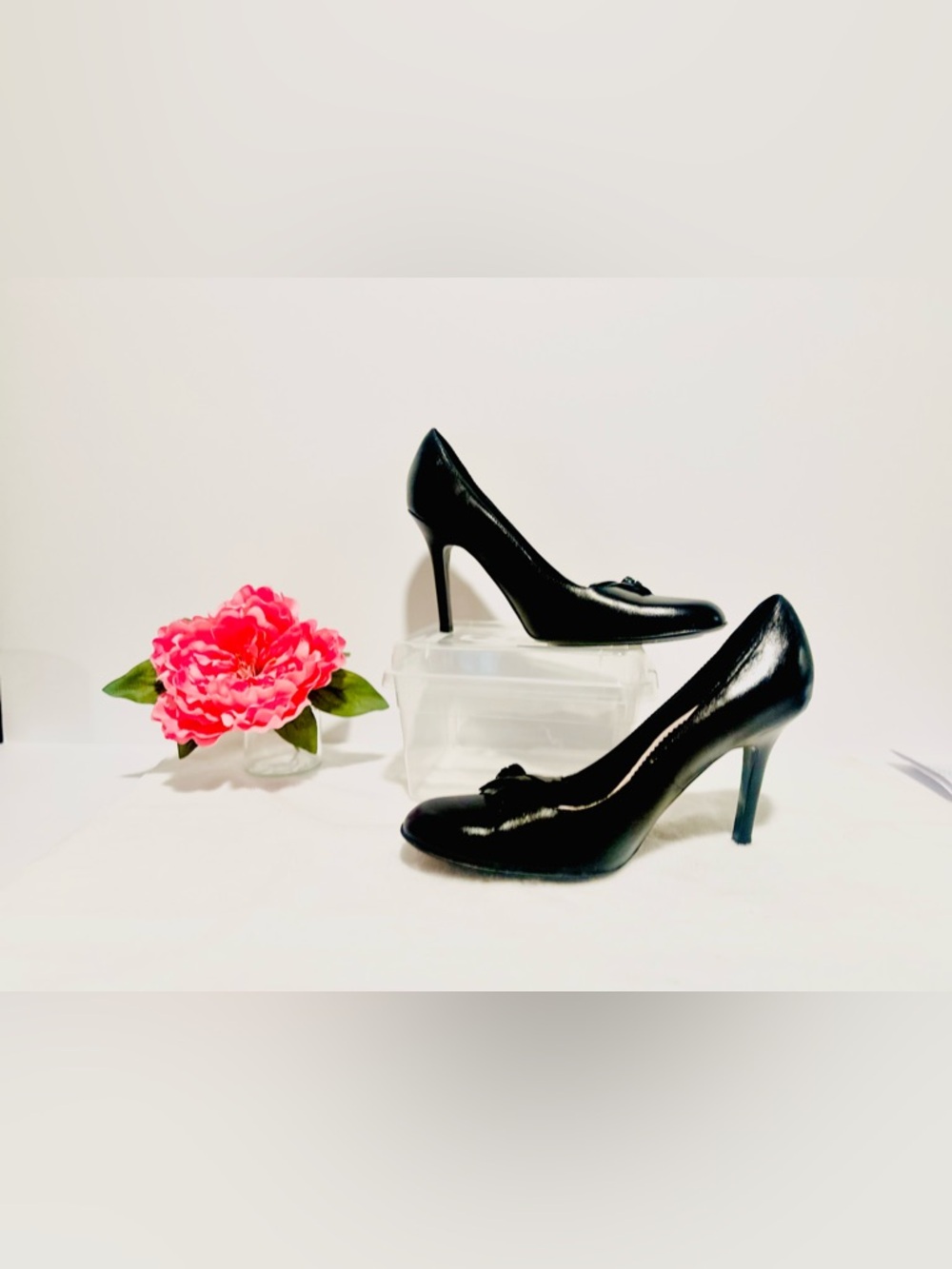 Amanda Smith “Rose” Soft Black Leather Classic Mid Stiletto Pumps  8.5